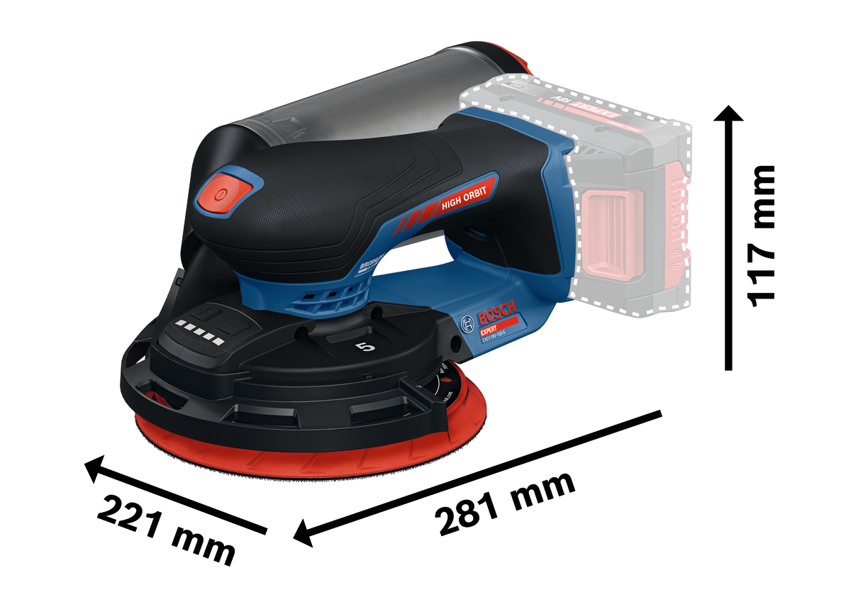 Bosch EXEX18V-150-5 - talerz szlifierski i pojemnik na pył
