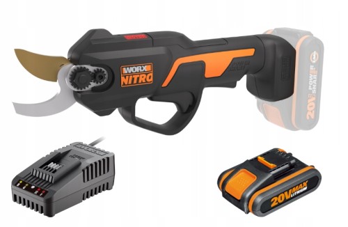 Zestaw akumulatorowy sekator do gałęzi WORX Nitro WG330E 20V z baterią 2.0 Ah i ładowarką