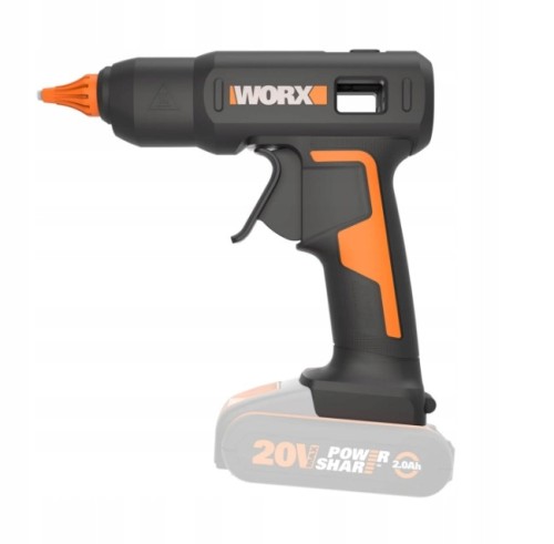 Akumulatorowy pistolet do kleju na gorąco WORX WX045.9 20V na wklady 11 mm