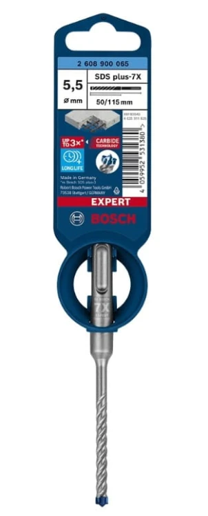 Opakowanie detaliczne wiertła Bosch EXPERT SDS Plus-7X 5,5 x 50 x 115 mm 2608900065