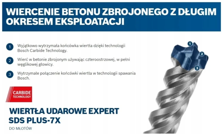 Do 3x dłuższa żywotność w betonie zbrojonym dzięki technologii Bosch Carbide Technology 2608900180