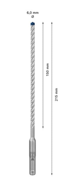 Pełnowęglikowa głowica 4-ostrzowa Bosch Carbide Technology w wiertle SDS Plus-7X 6 mm