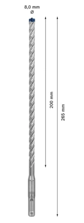 Pełnowęglikowa głowica 4-ostrzowa Bosch Carbide Technology w wiertle SDS Plus-7X 8 mm