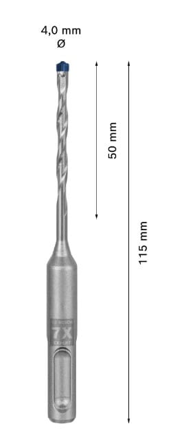 Pełnowęglikowa głowica 4-ostrzowa Bosch Carbide Technology w wiertle SDS Plus-7X 4 mm