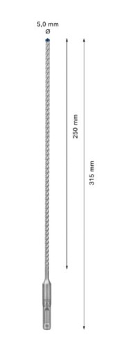 Pełnowęglikowa głowica 4-ostrzowa Bosch Carbide Technology w wiertle SDS Plus-7X 5 mm