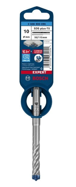 Oryginalne opakowanie wiertła do żelbetu Bosch EXPERT SDS Plus-7X 10 x 50/115 mm 2608900096