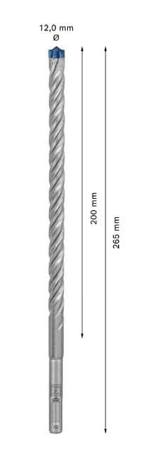 Pełnowęglikowa głowica 4-ostrzowa Bosch Carbide Technology w wiertle SDS Plus-7X 12 mm