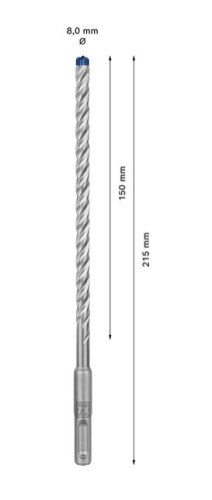 Pełnowęglikowa głowica 4-ostrzowa Bosch Carbide Technology w wiertle SDS Plus-7X 8 mm