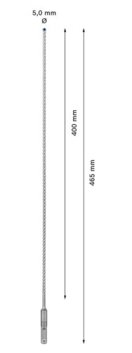 Ekstra długa spirala odprowadzająca pył i urobek na długości 400 mm w wiertle Bosch 5x400x465 mm