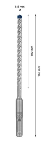 Pełnowęglikowa głowica 4-ostrzowa Bosch Carbide Technology w wiertle SDS Plus-7X 6,5 mm