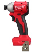 Boczna konstrukcja wkrętarki udarowej Milwaukee M18 BLPDRC o długości 145 mm z zamontowanym klipsem do paska