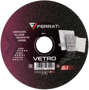 FERRATi TARCZA TNĄCA SZLIFUJĄCA DIAMENT 125 MM VETRO 22,23 CERAMIKA SZKŁO F20123