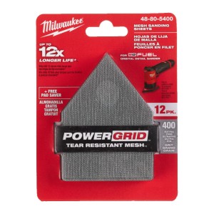 MILWAUKEE SIATKI ŚCIERNE PAPIER G400 67 x 92 mm DO M12FDSS 12 szt. + PODKŁAD