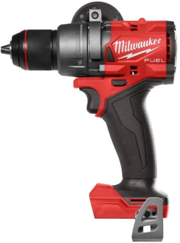 Boczna sylwetka wiertarko-wkrętarki udarowej Milwaukee M18 FPD3 o zwartej konstrukcji i długości 175 mm