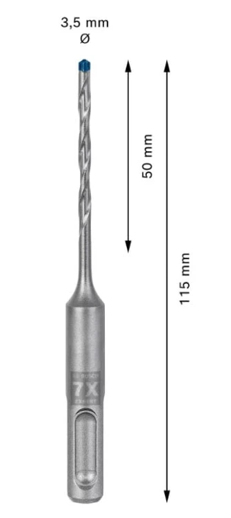 wiertło SDS plus-7X 3,5mmx50x115 Zastosowanie: beton, beton zbrojony, żelbet