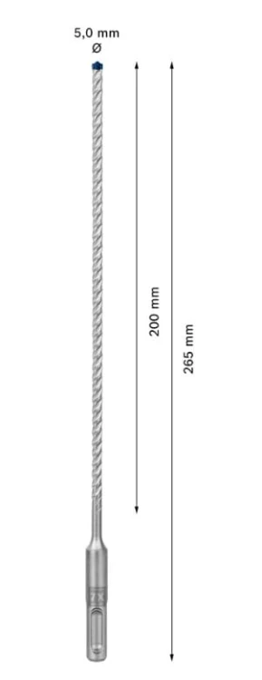Wydajna spirala odprowadzająca pył na długości 200 mm w wiertle Bosch EXPERT 5x200x265 mm