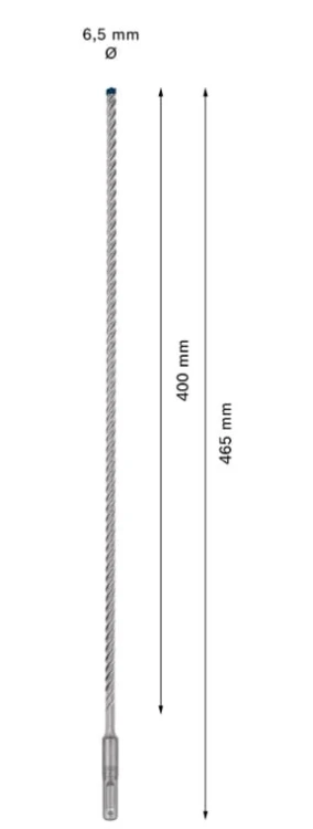 Pełnowęglikowa głowica 4-ostrzowa Bosch Carbide Technology w wiertle SDS Plus-7X 6,5 mm