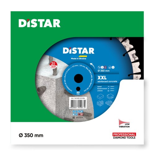 Wysoki 20 milimetrowy segment diamentowy tarczy Distar XXL 350 mm do profesjonalnych prac budowlanych