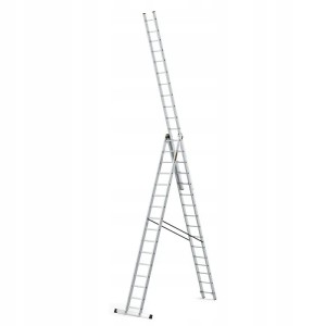 DRABEST Drabina PRO aluminiowa 3-elementowa 3x16 szczebli 150 kg