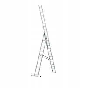 DRABEST Drabina PRO aluminiowa 3-elementowa 3x15 szczebli 150 kg