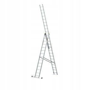 DRABEST Drabina PRO aluminiowa 3-elementowa 3x14 szczebli 150 kg