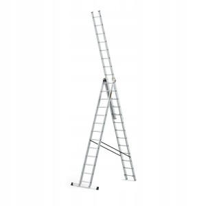 DRABEST Drabina PRO aluminiowa 3-elementowa 3x13 szczebli 150 kg