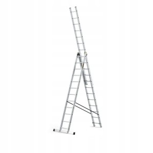 DRABEST Drabina PRO aluminiowa 3-elementowa 3x12 szczebli 150 kg