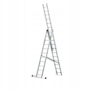 DRABEST Drabina PRO aluminiowa 3-elementowa 3x11 szczebli 150 kg