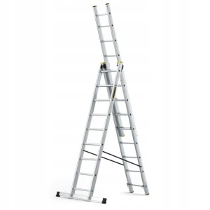 DRABEST Drabina PRO aluminiowa 3-elementowa 3x9 szczebli 150 kg