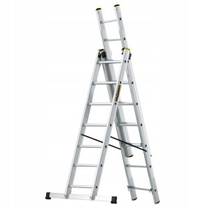 DRABEST Drabina PRO aluminiowa 3-elementowa 3x7 szczebli 150 kg