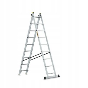 DRABEST Drabina PRO aluminiowa 2-elementowa 2x9 szczebli 150 kg
