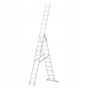 DRABEST Drabina HOME aluminiowa 3-elementowa 3x11 szczebli 150 kg