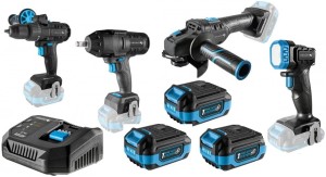 HOGERT ZESTAW WIERTARKA KLUCZ SZLIFIERKA LATARKA 18V AKUMULATOR 3 x 4 Ah