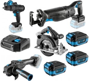 HOGERT ZESTAW SZLIFIERKA KĄTOWA WKRĘTARKA PIŁY 18V AKUMULATOR 2x 4Ah GRATIS