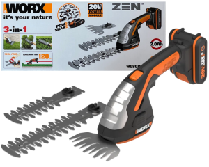 WORX TRYMER NOŻYCE DO TRAWY I KRZEWÓW 3W1 WG801E + AKU 20V + ŁADOWARKA