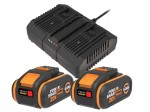 WORX 2 x AKUMULATOR 4,0Ah PRO + ŁADOWARKA DWUPORTOWA WA3611