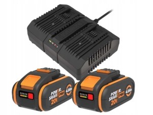 WORX 2 x AKUMULATOR 4,0Ah PRO + ŁADOWARKA DWUPORTOWA WA3611