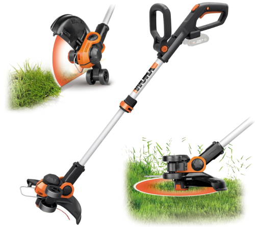 Obrotowa głowica tnąca z kółkami wspierającymi i osłoną roślin Flower Guard w WORX WG173E.9