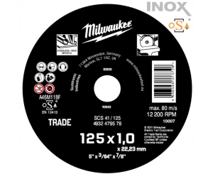 MILWAUKEE TARCZA KORUNDOWA DO METALU 125 x 1