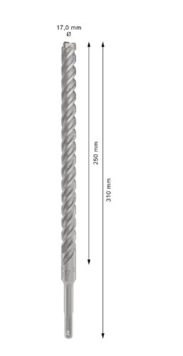 Oryginalne opakowanie wiertła Bosch PRO SDS plus-5X 17x250/310 mm z certyfikatem PGM
