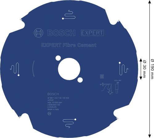 Diamentowe zęby PCD tarczy Bosch 2608644125 o profilu TCG do kompozytów cementowych