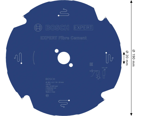 Diamentowe zęby PCD tarczy Bosch 2608644124 o profilu TCG do cięcia kompozytów mineralnych