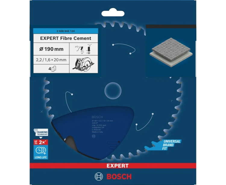 Fabryczne opakowanie tarczy Bosch Expert Fibre Cement 190 mm nr kat. 2608644124