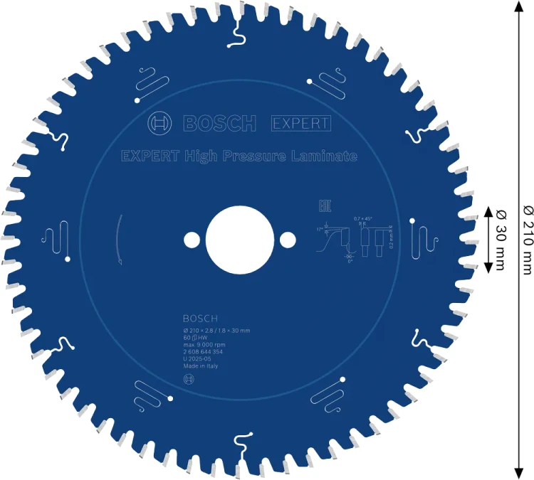 Zęby Microteq HLTCG i powłoka ProteQtion tarczy pilarskiej Bosch EXPERT 210 mm