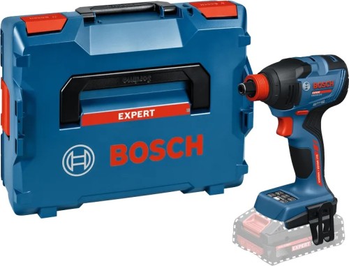 Akumulatorowy klucz udarowy Bosch EXPERT EXDX 18V-210 obok walizki systemowej L-BOXX