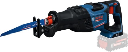 Bezszczotkowa piła szablasta Bosch EXPERT EXSA18V-32 z zamontowanym brzeszczotem do cięcia