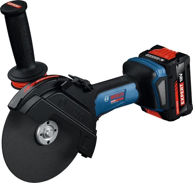 Bezszczotkowa szlifierka kątowa do metalu i betonu Bosch EXPERT EXWX18V-15PS z włącznikiem łopatkowym