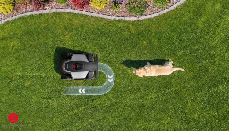 Kamery Quad Vision AI w robocie Roborock RockMow Z150 inteligentne omijanie przeszkód i zwierząt na trawniku