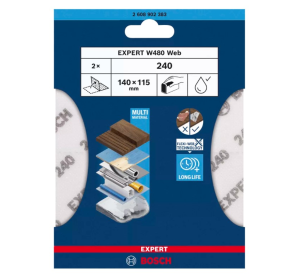 BOSCH ARKUSZ DO SZLIFOWANIA RĘCZNEGO W480 Web 1/4 115 x 140 mm G240 2szt