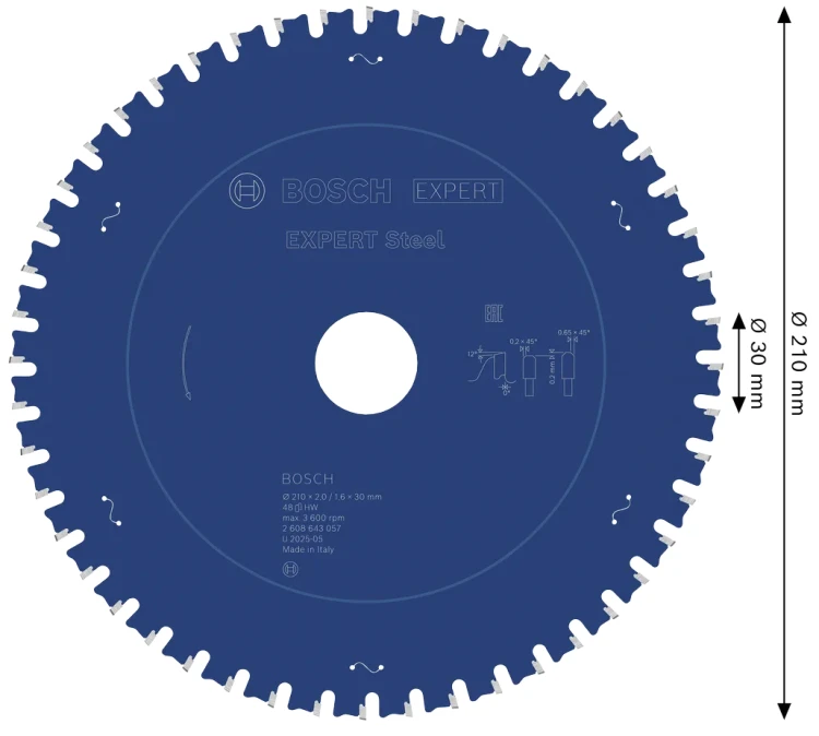 Zęby z węglika Microteq HLTCG o neutralnym kącie natarcia 0° tarczy do stali Bosch 210 mm